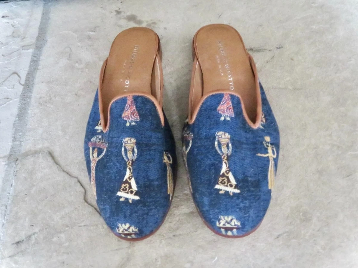 Stubbs & Wootton Blue Denim Loafers with Red Embroidery Colony X Stubbs & Wootton Women main image 2