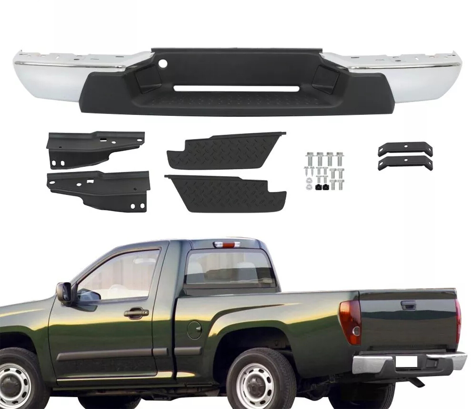 New Chrome Steel Rear Bumper Assy For 2004-2007 Chevrolet Colorado GMC Canyon