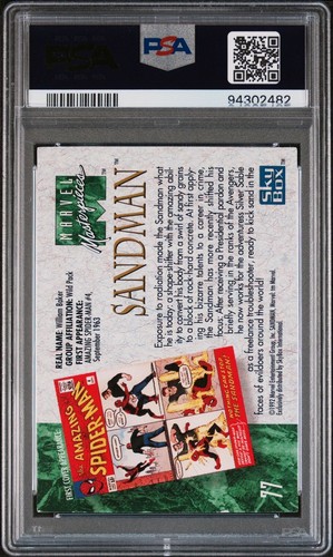 1992 92 MARVEL MASTERPIECES Spider-Man / SANDMAN #77 KARTE SIGNIERT JOE JUSKO AUTHENTISCH - Bild 2 von 3