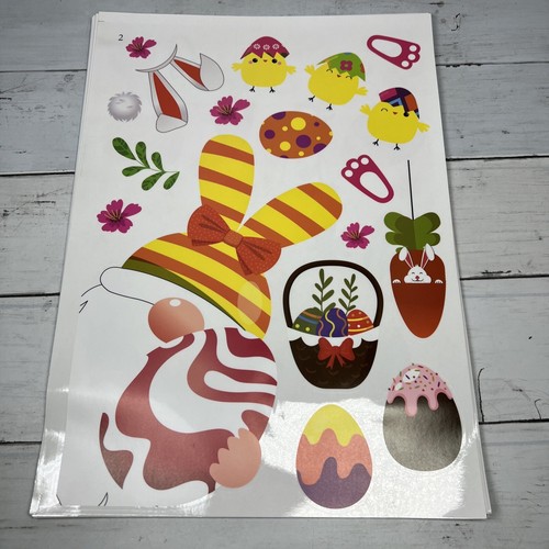 NEW Gnome Easter Bunny Window Clings Easter Egg Window Clings Reusable 13 Sheets - Picture 5 of 18