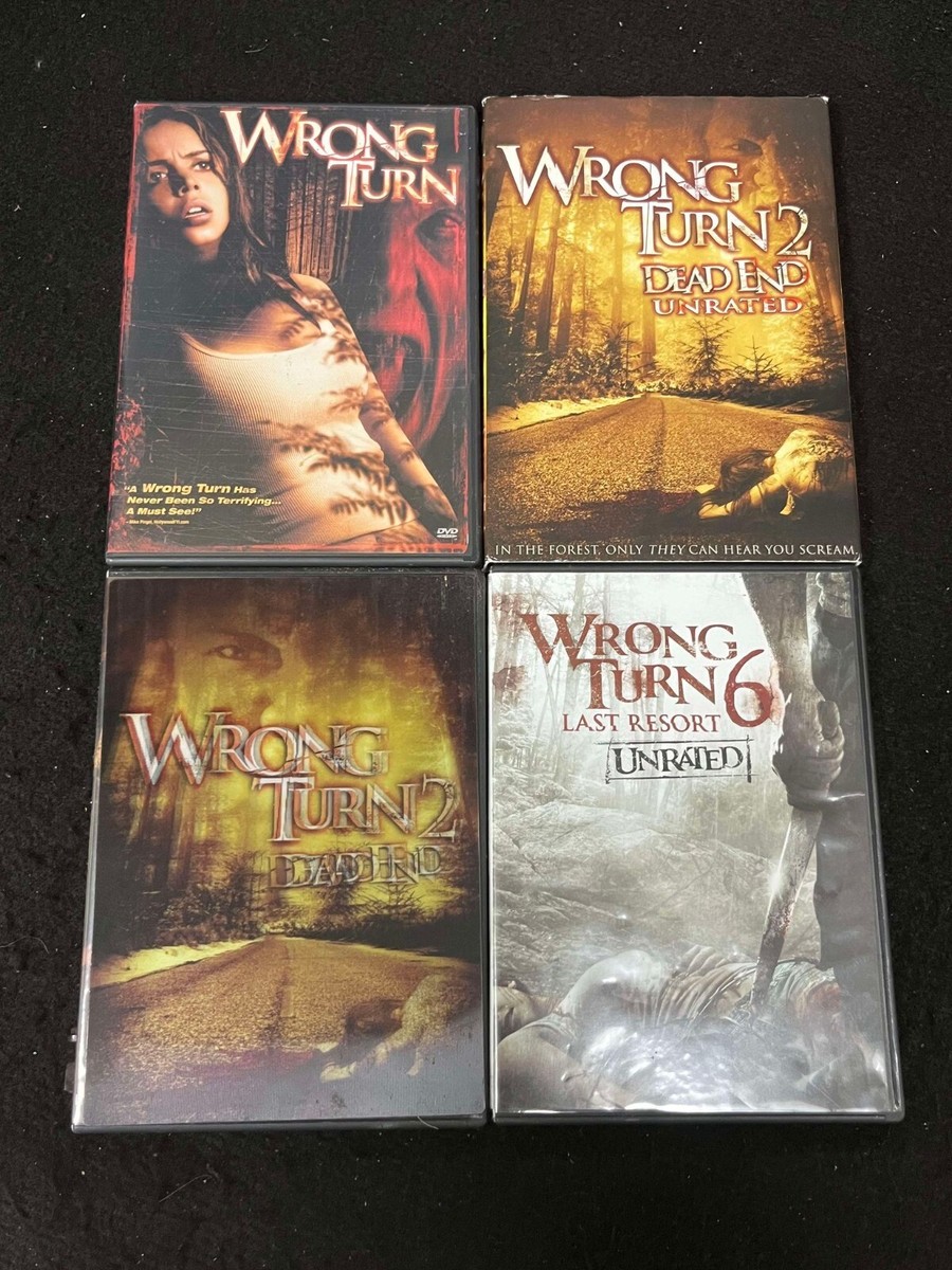 4) WRONG TURN HORROR DVD LOT 1, 2 DEAD END x2, WRONG TURN 6