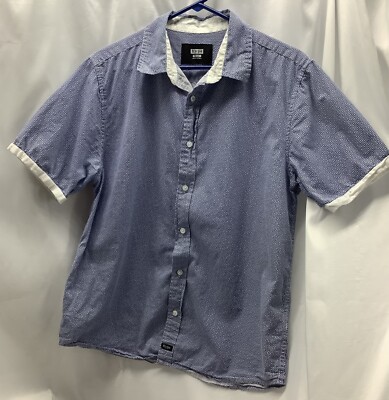Hype Shirt Mens Large Blue White 100% Cotton Geometric Casual MMT231106/MB5