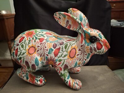 Resin Rabbit. Floral Design. 9'' Tall