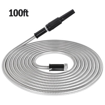 #ad #ad 25 50 75 100FT Stainless Steel Metal Garden Water Hose Pipe Flexible Lightweight $29.28