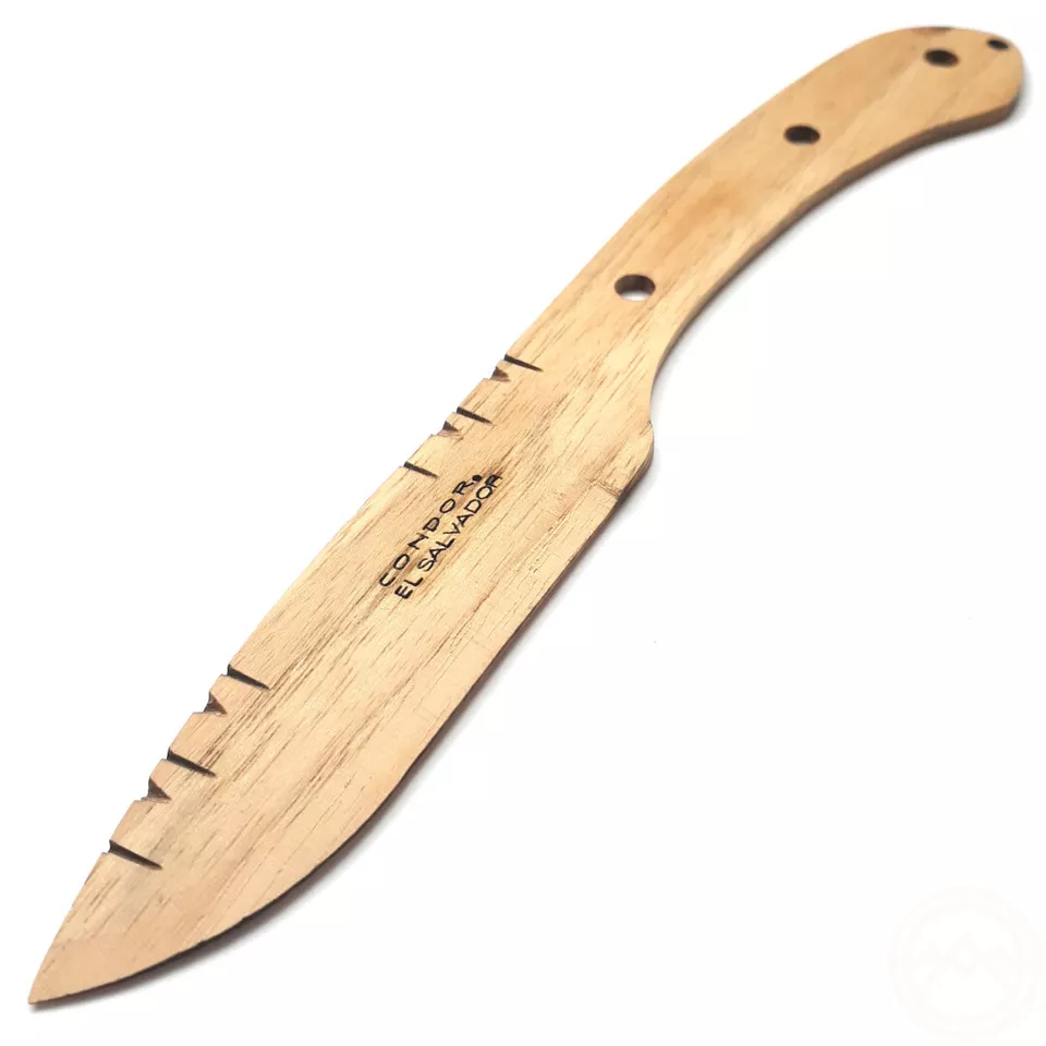 Cuchillo fijo de madera Condor River hoja de madera natural de 3,5" mango de nogal/turquesa Foto 3 de 4