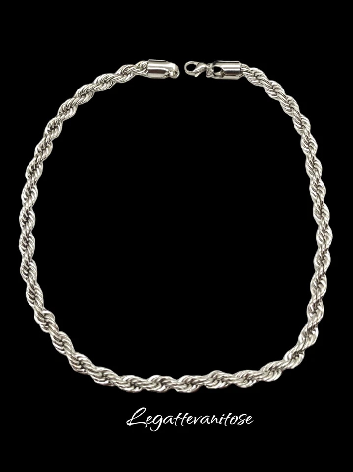COLLANA FUNETTA CM 40 ACCIAIO . COLLANA DONNA  COLLANA UOMO STEEL . COLLIER - Immagine 3 di 4