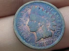 1889 Indian Head Cent Penny, Good/VG Details, Monster Toned Blue Purple