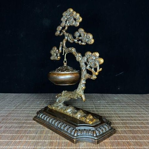 Antique Japan Bronze Censer Koro Pine Incense Burner Art Ornaments From Japan - Imagen 3 de 8