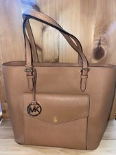Michael Kors Jet Set Item Pocket Leather Tote Large Acorn New W/Tags 35S6GTTT3L