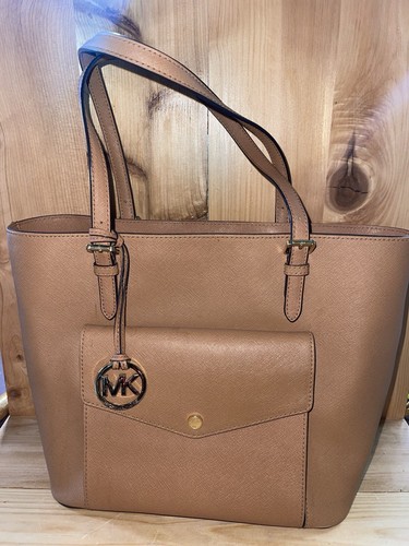 Michael Kors Jet Set Item Pocket Leather Tote Large Acorn New W/Tags 35S6GTTT3L