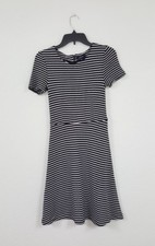 Madewell Short Sleeve Black White Striped Dress Women's Size S