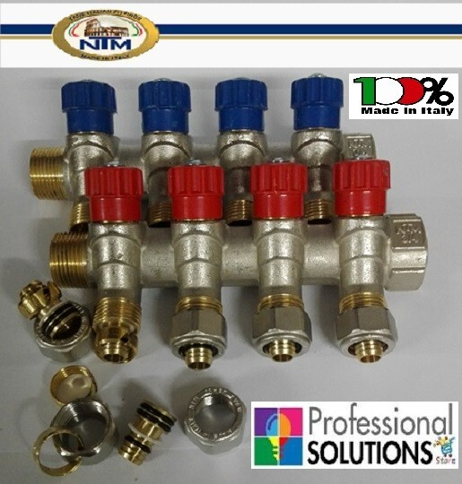 Collettore Bagno 4+4 con Rubinetti 3/4 per Tubo Multistrato 16x2