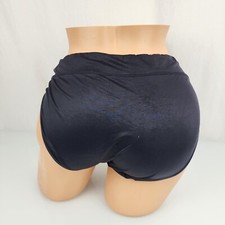 Black Second Skin Satin Stretchy Smooth Shiny Silky Panties Hi Cut Leg XL XXL