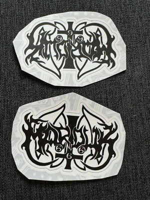 Lot (2) MARDUK 1 3/4'' x 2 1/2'' Band Logo STICKERS Black White FAST! FREE!