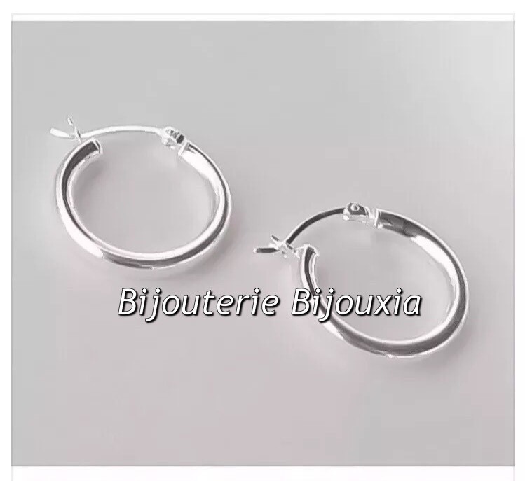Boucles D'oreilles Créoles Rondes 2cm En Argent Massif 925/1000 - Neuf Sans Emballage