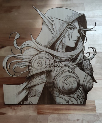 Sylvanas Windrunner Warcraft Homemade Engraved Wood