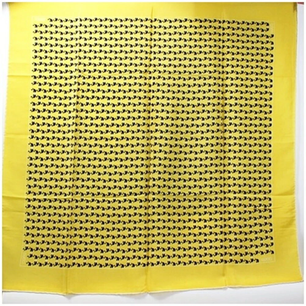 GUCCI Foulard Carré en Soie Logo Baleine 86cm 33'' Jaune Multifonction