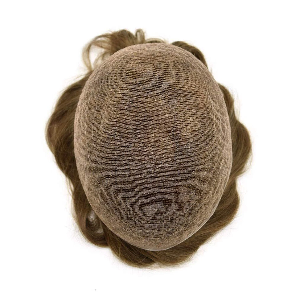 Full French Lace Hair Replacement System For Man Swiss Lace Men Toupee Hairpiece - Image 4 of 4