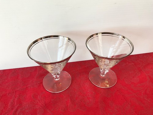 Libbey Glasses Saturn glass 2 liqueur Glasses. Platinum rims FREE SHIP! - Picture 4 of 4