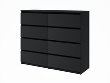 Kommode mit 8 Schubladen Sideboard Schrank Anrichte Highboard 120 Schwarz holz