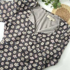 Ann Taylor LOFT Black Floral Fit & Flare Dress 3/4 Bell Sleeve size 2
