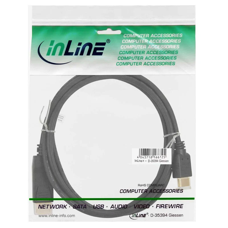 InLine DisplayPort zu HDMI Konverter Kabel 5 Meter schwarz NEU - Bild 2 von 2