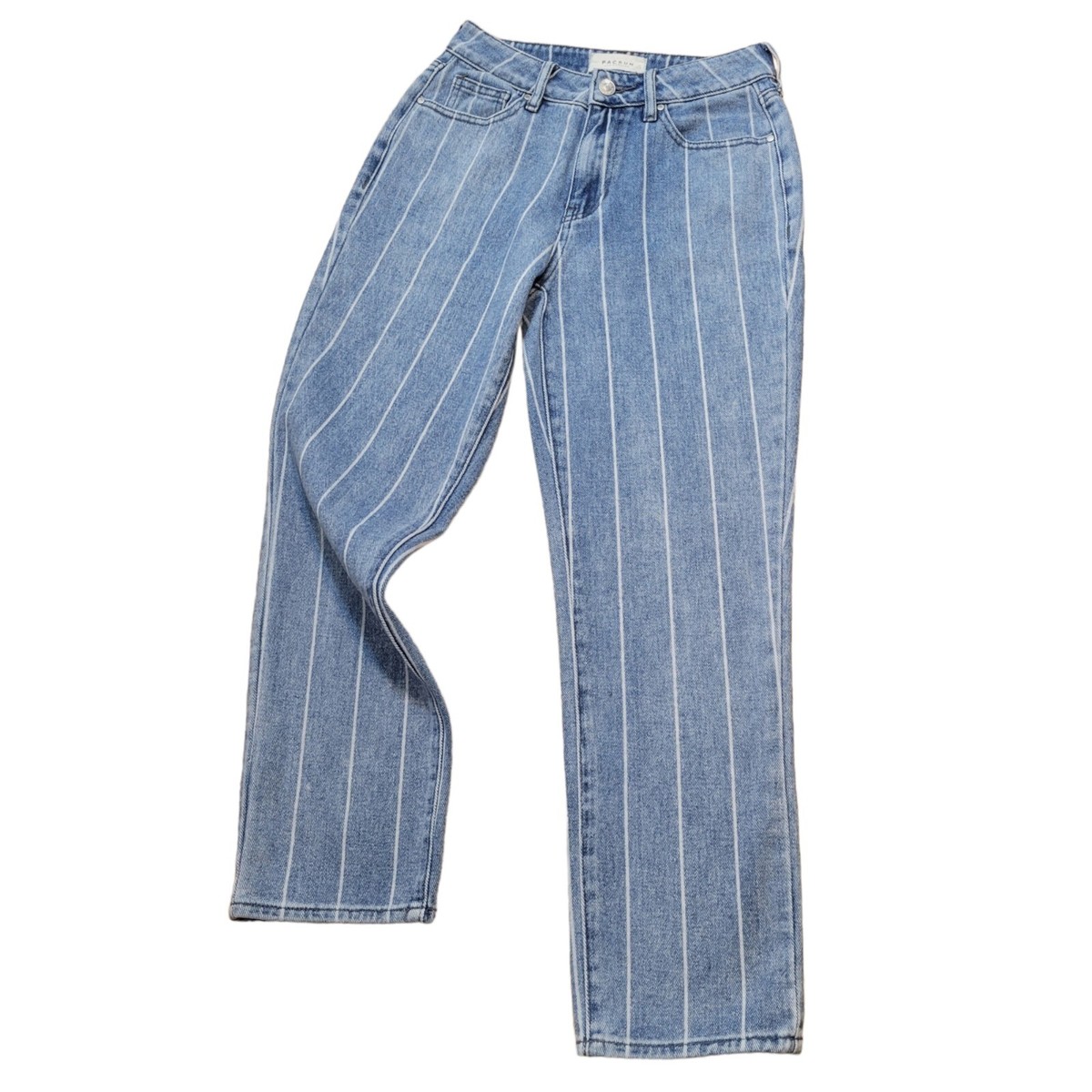 PacSun Striped Jeans 24 Mom High Rise Tapered Ankle Length