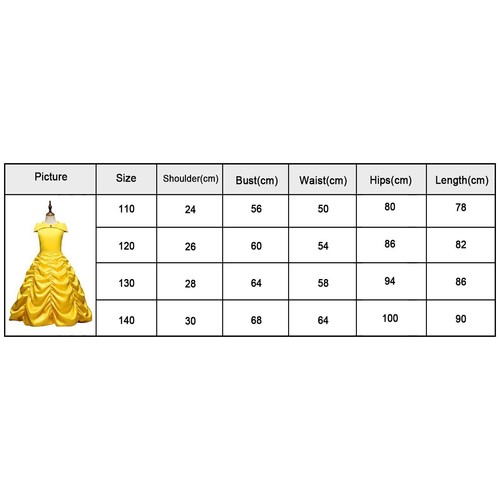 Girls Belle Princess Dress Costume Cosplay Kids Belle Birthday Book Week Dress~ - Picture 3 of 16