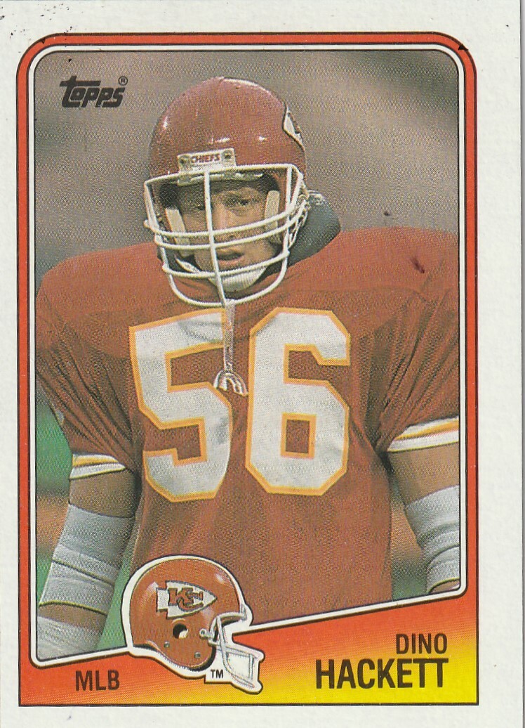 FREE SHIPPING-MINT-1988 Topps Dino Hackett #370 CHIEFS PLUS BONUS CARDS