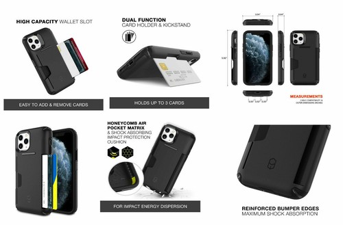 PATCHWORKS iPhone 11 Pro max Case with cards slot and stand drop protection - Picture 2 of 6