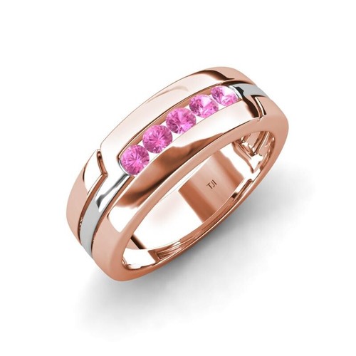 Yellow Sapphire High Polished Men Wedding Band (7.00 mm) in 14K Gold JP: 354824 - Picture 18 of 22
