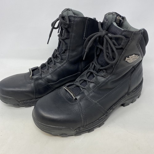 Harley Davidson Mens Leather Boots Size 12 Zip Lace Black 95248 - 第 6/24 張圖片