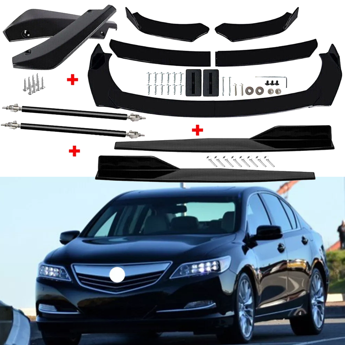 For Acura RLX 14-2020 Front Rear Bumper Lip Spoiler Body Kit