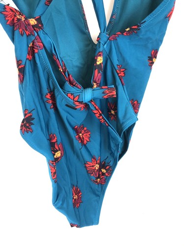 Volcom Women’s Good To Grow Blue Floral One Piece Swimsuit Size Large - Picture 4 of 5