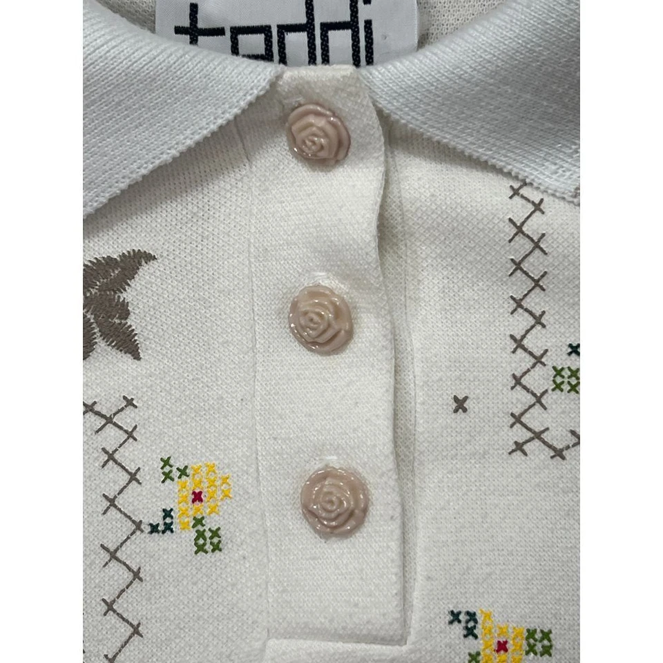 Top mediano vintage para mujer bordado punto de cruz Cottagecore Grannycore Rose Foto 2 de 4