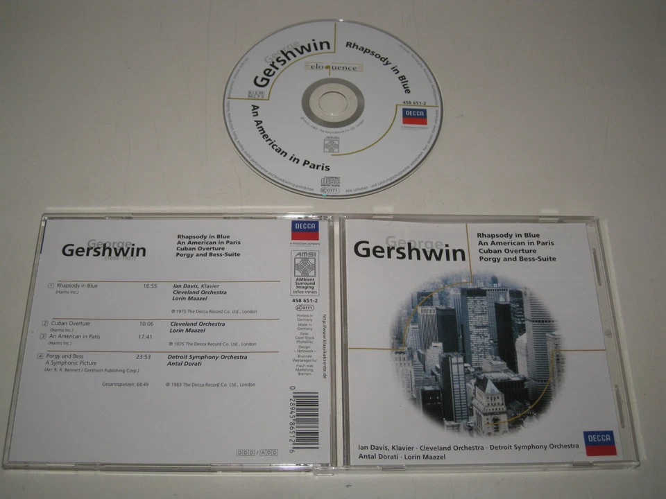 G GERSHWIN/RHAPSODY IN BLUE(ELOQUENCE/458 651-2)CD ALBUM