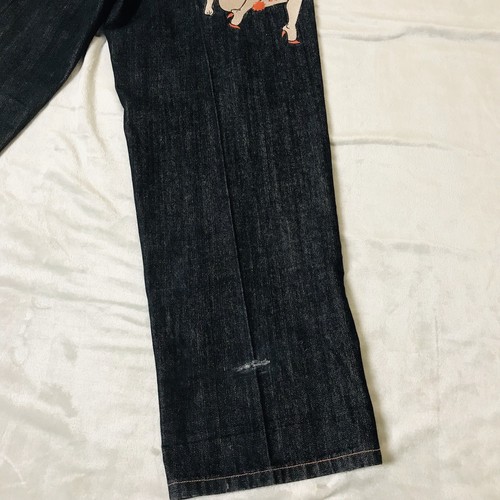 Ed Hardy Y2K Gray Vintage Baggy Embroidered Sexy Lady Jeans Size 42 - Picture 12 of 12