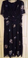 SHEIN CURVE 3XL Black Floral Chiffon Wrap V-Neck Midi Dress Polyester Blend