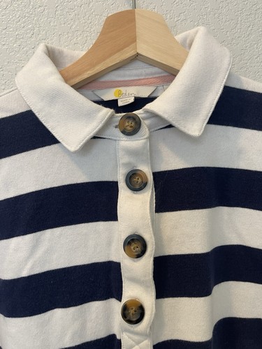 Boden Damen Kragen Rugby Langarm gestreift marine weiß Knöpfe Strick Gr. 6 - Bild 3 von 8