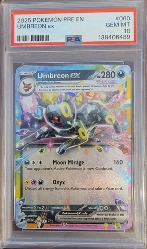 2025 Pokémon Umbreon ex 060/131 Sv: Prismatic Evolutions Holo PSA 10