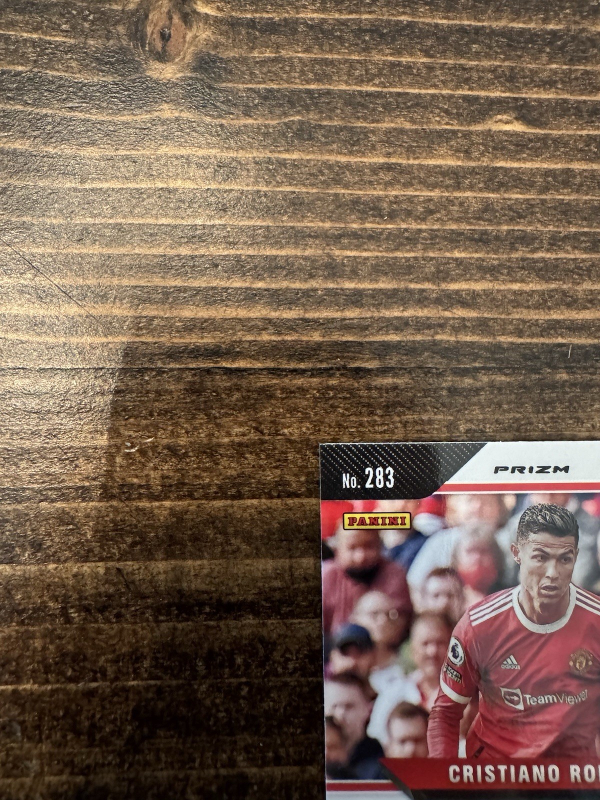 Panini 2021-22 Prizm Premier League Cristiano Ronaldo #283 Red Ice Prizm Man Utd view 7