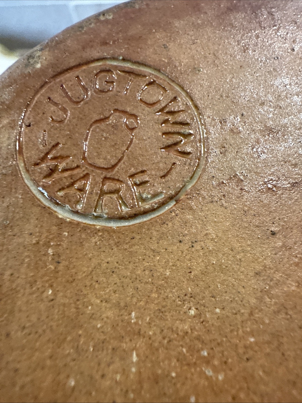 Jugtown Ware Pottery Pitcher or Blue Flower Decoration Stamped 6.5” *little chip