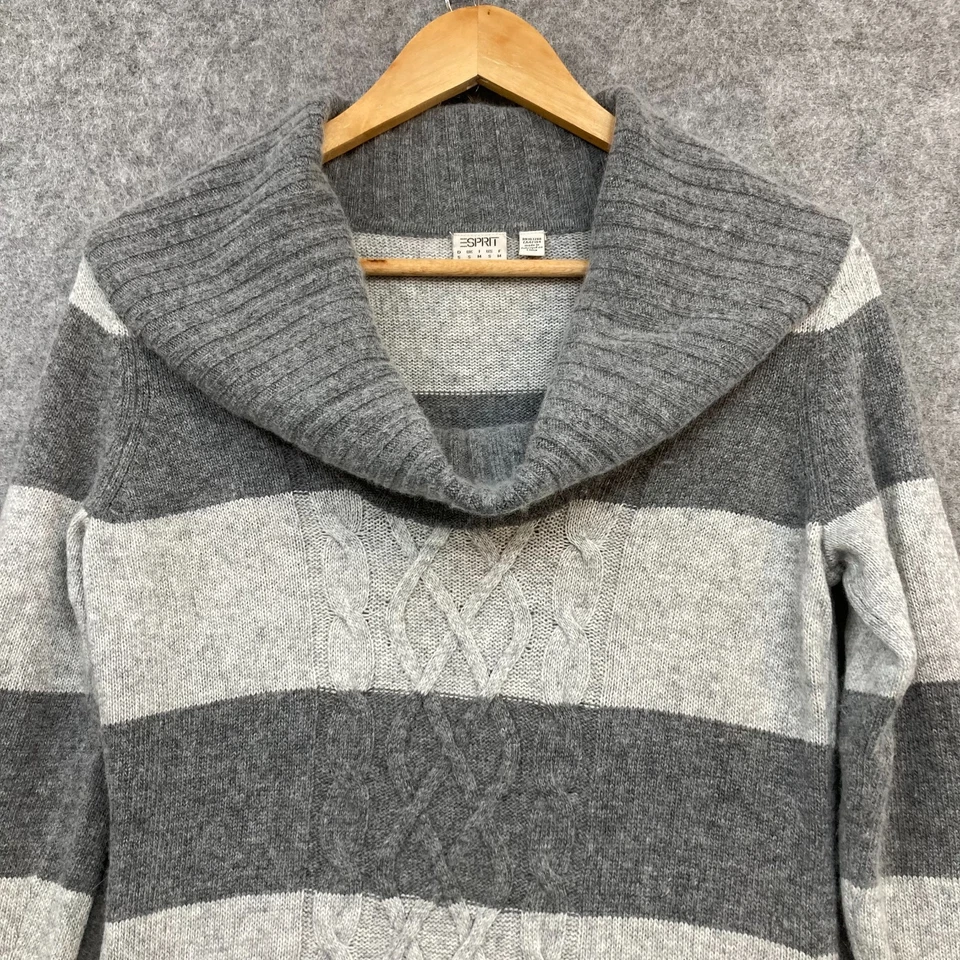 Esprit джемпер платье женщин маленький серый в полоску рулон шеи длинным рукавом вязаный 12001 - Изображение 3 из 4