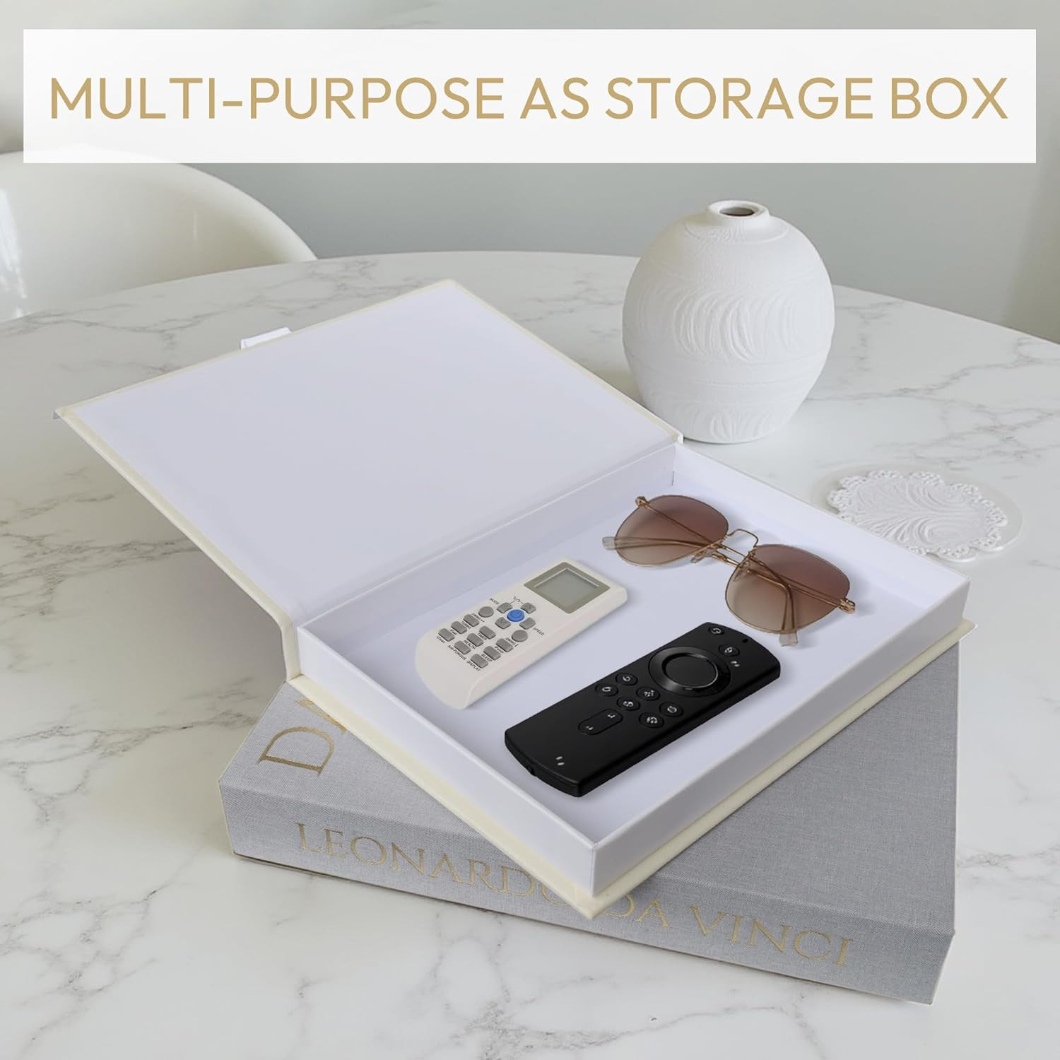 Decorative Linen Book Set of 2, Faux Book Storage Box, Coffee Table and Bookshel