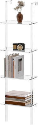 Clear Acrylic 4-Tier Wall Mounted Bookshelf for Small Spaces, 59'' H