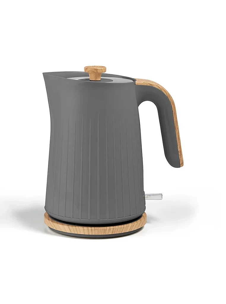 George Home - Grey & Wood Textured Scandi 1.7L Fast Boil Kettle Rapid Boil - NEW