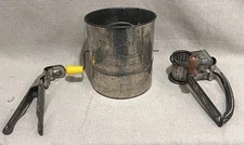 VTG Metal Kitchenware Cooking/Baking Lot Flour Sifter, Mouli Grater, Pot Graber