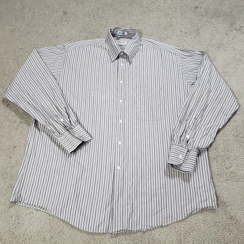 Camisa de hombre GIORGIO ARMANI Le Collezioni oculta a presión SUPER 100 algodón 16,5 34/35 Foto 2 de 4