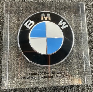 BMW Hood Ornmanet Logo Lucite Paperweight Desk Display Collectible