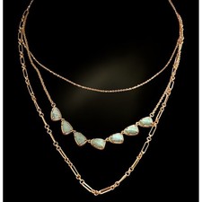 Kendra Scott Jewelry Set Womens OS Green Gold Layered Necklace Drop Earrings